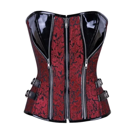 brocade & patent leather overbust corset