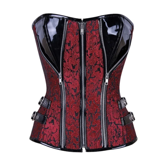 brocade & patent leather overbust corset