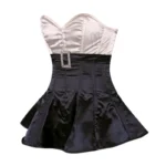 Black Satin Overbust Corset Dress