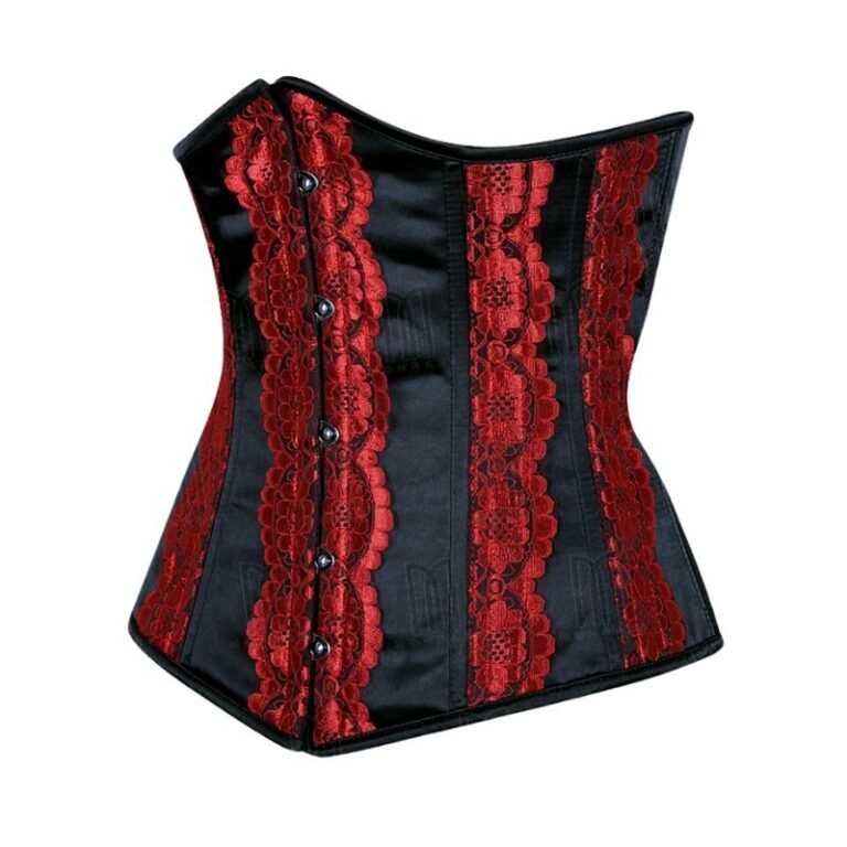 Black Underbust Corset with Red Lace