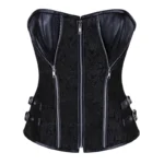 Brocade and Leather Steel Boned Overbust Corset
