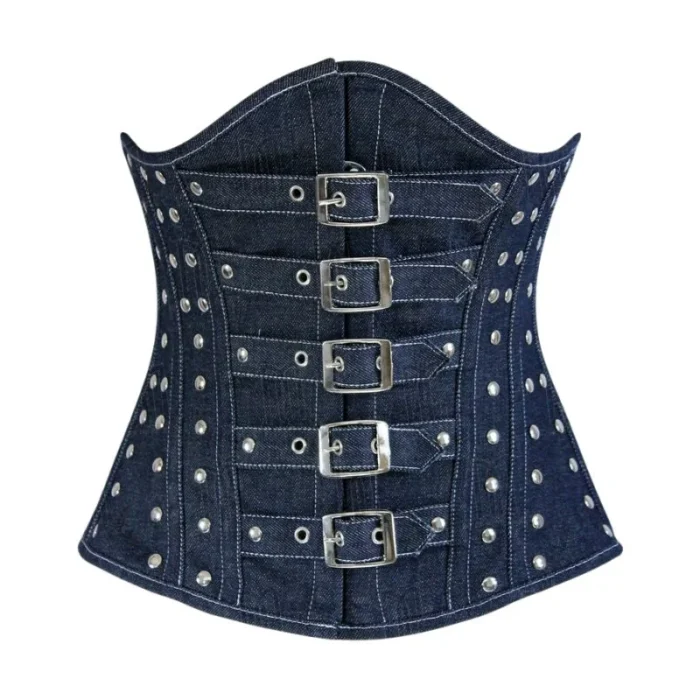Denim Under bust Corset with Buckle Straps