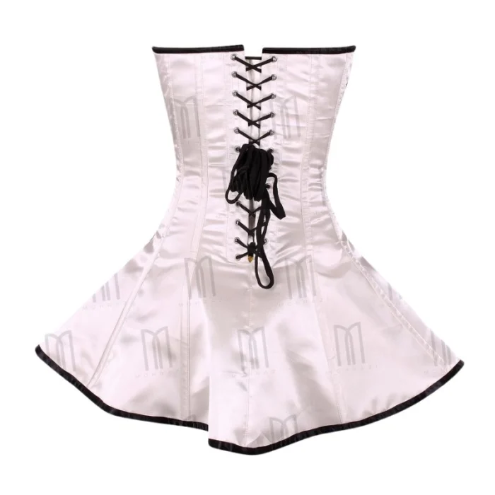 Embroidered Bridal Overbust Corset Dress modesty panel back