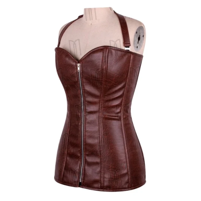 Faux Leather Overbust Short Corset Dress