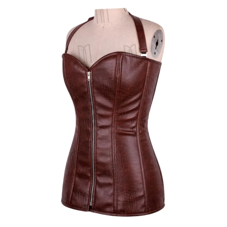Faux Leather Overbust Short Corset Dress