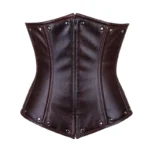 Faux Leather Underbust Corset with Zipper
