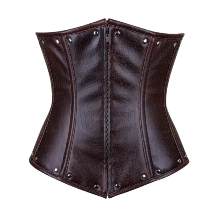 Faux Leather Underbust Corset with Zipper