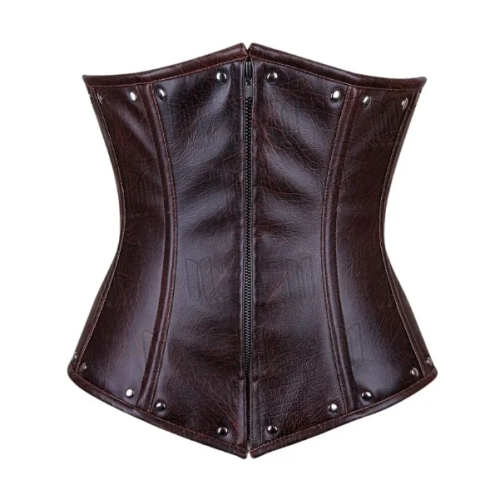 Faux Leather Underbust Corset with Zipper