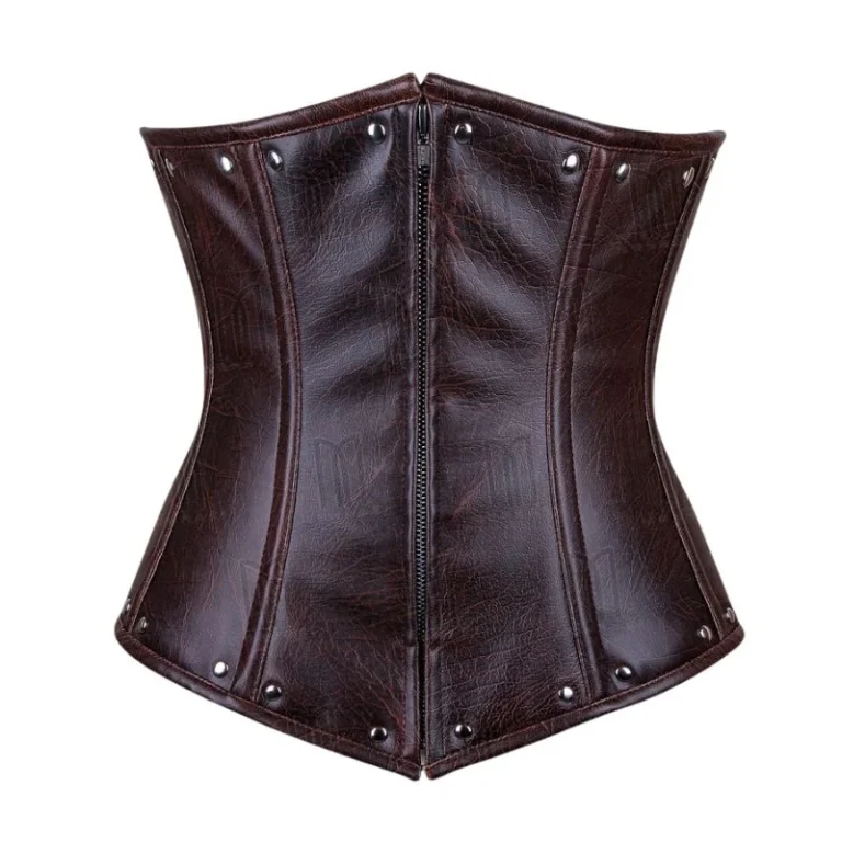 Faux Leather Underbust Corset with Zipper
