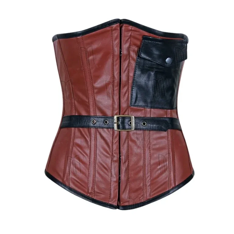 Genuine Leather Underbust Corset with Belt