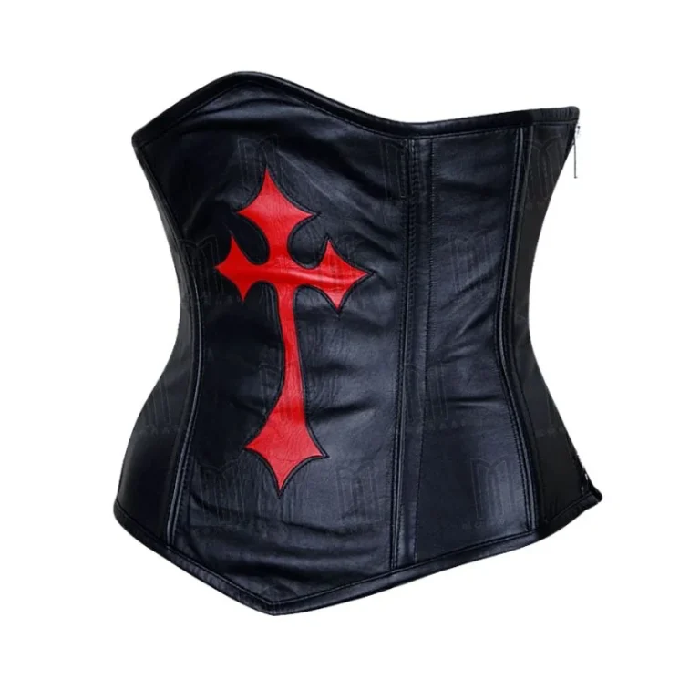 Leather Under bust Corset with Cross Symbol