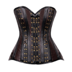 Leather overbust corset with Bronze Hardware