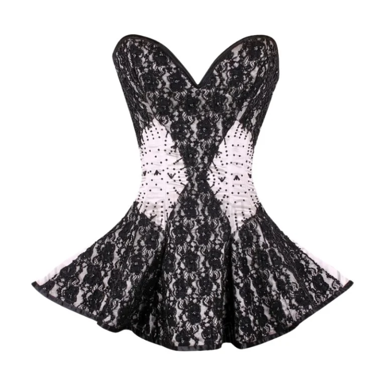 Satin Embroidered Bridal Overbust Corset Dress