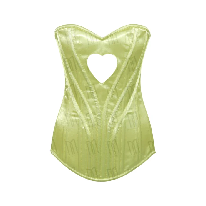 heart shape yellow overbust corset