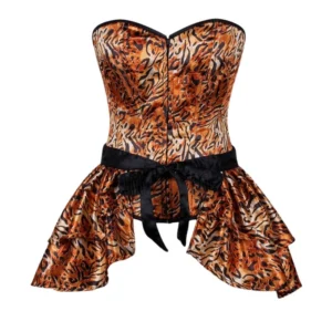 Tiger Print Overbust Corset with Detachable Skirt