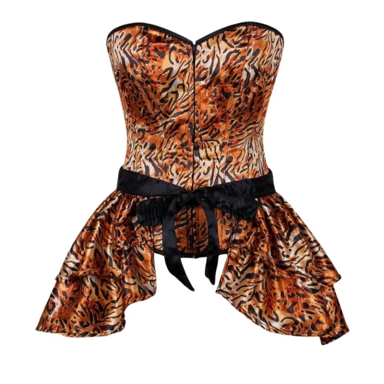 Tiger Print Overbust Corset with Detachable Skirt