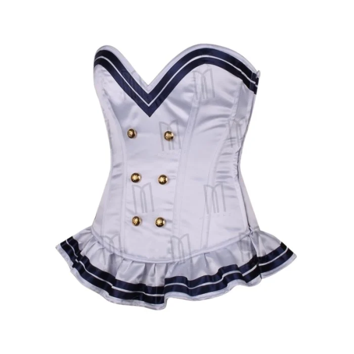 White Sailor Mini Overbust Corset Dress