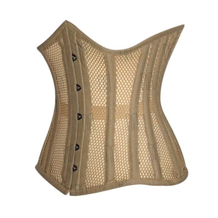 beige fishnet underbust corset