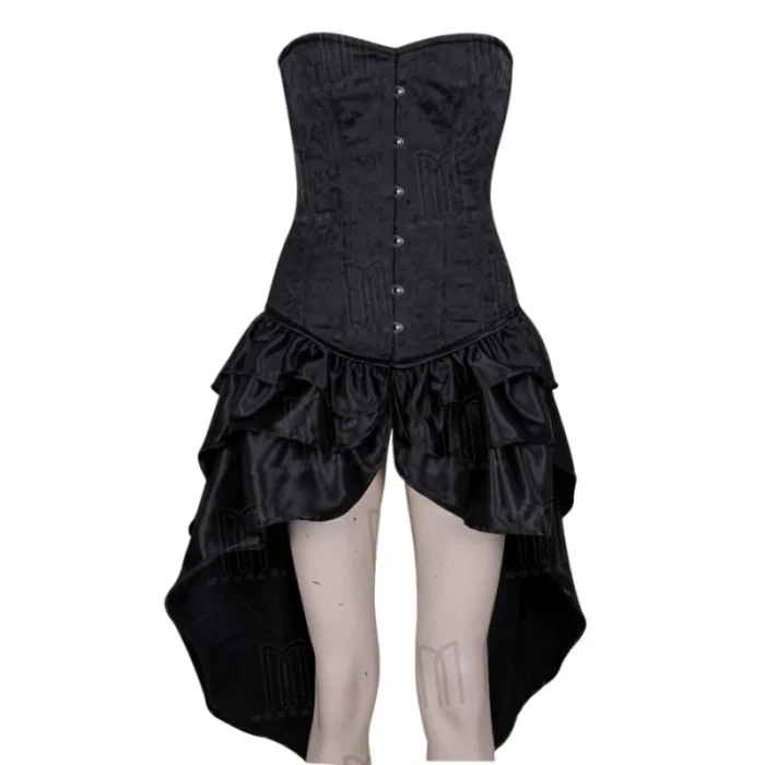 black Overbust Bustle Corset Dress