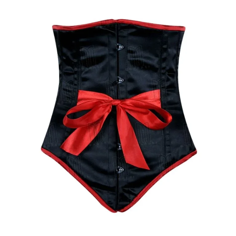 black Satin Under bust Corset with Front Bow