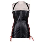 black Short Faux Leather Overbust Corset Dress