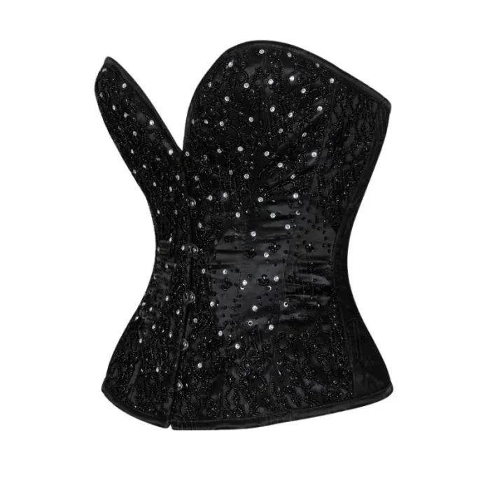 black bridal satin corset