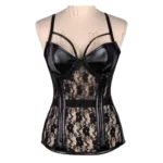 black overbust corset with shoulder straps