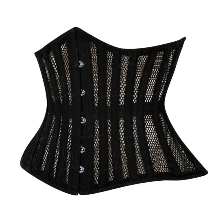 black curvy fishnet underbust corset