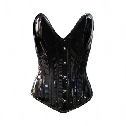 black overbust deep plunge corset