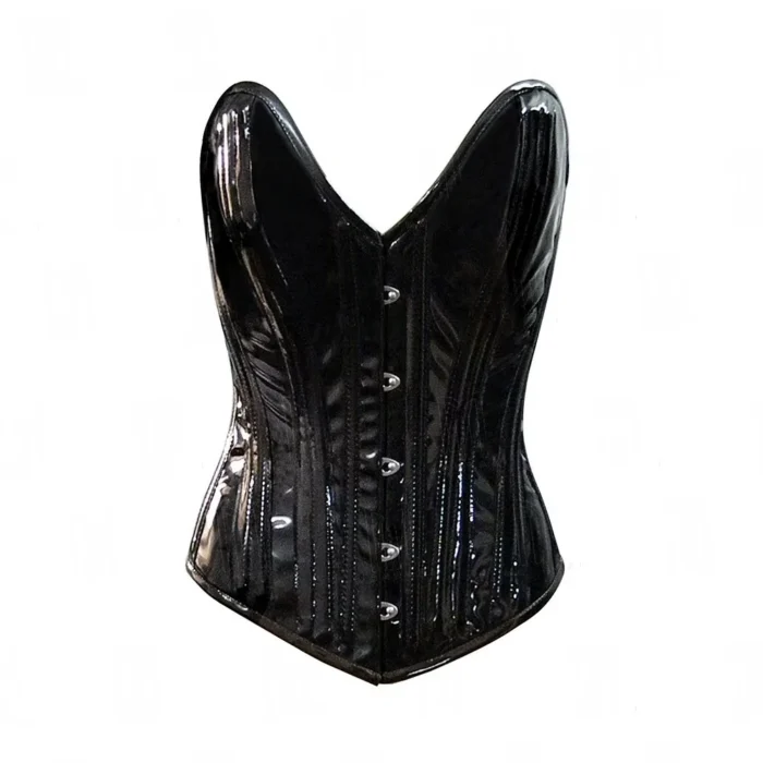 black overbust deep plunge corset