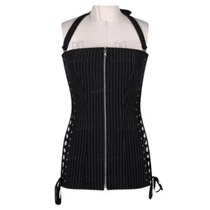 black pinstripe short overbust corset