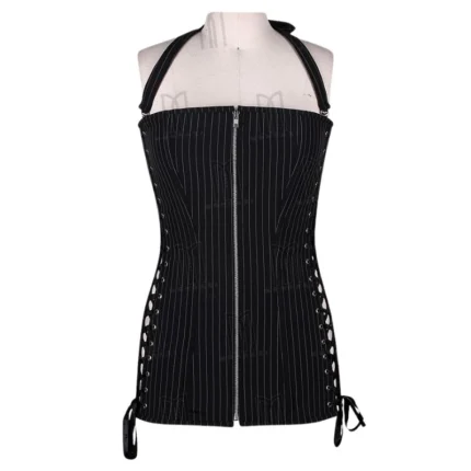 black pinstripe short overbust corset
