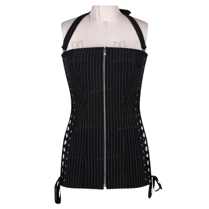 black pinstripe short overbust corset