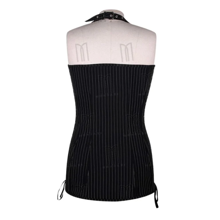 black pinstripe short overbust corset back