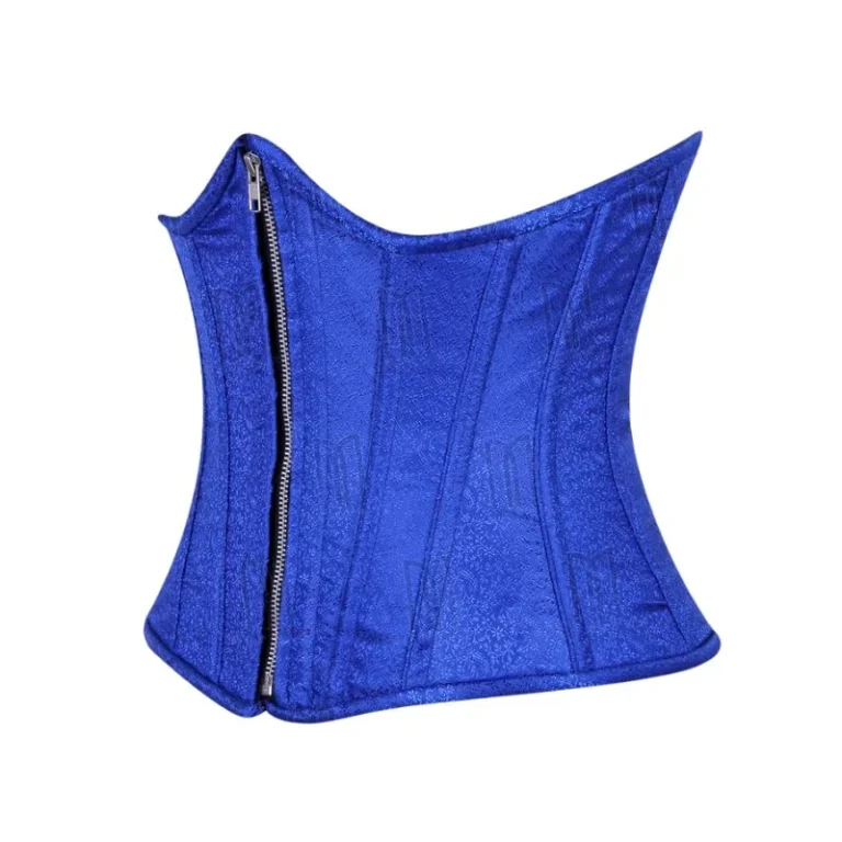 blue brocade underbust corset