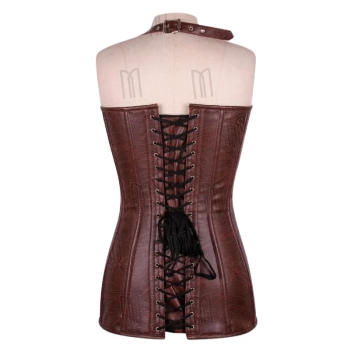 brown Short Corset Dress back modesty panel