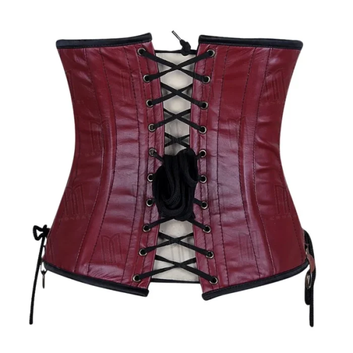 brown leather corset modesty panel