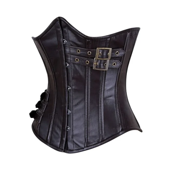 brown leather underbust corset