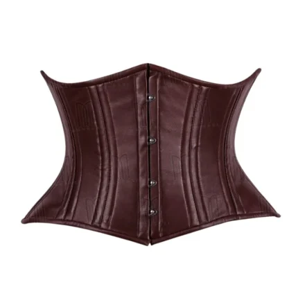 brown leather underbust corset