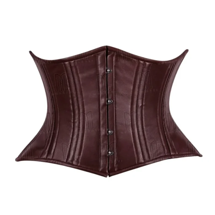 brown leather underbust corset