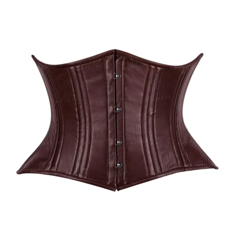 brown leather underbust corset