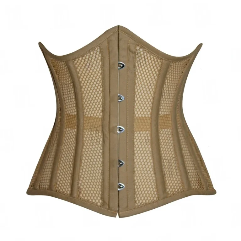 cotton baige fishnet curvy underbust corset