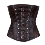 dark brown underbust leather corset