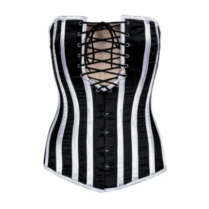 deep plunge corset with lace panel