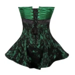 green overbust corset dress back modesty panel