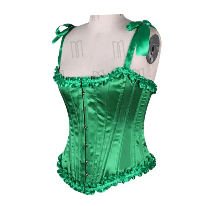 green underbust corset with laces