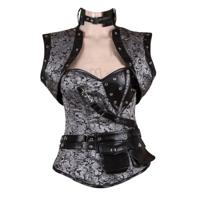 grey steampunk corset