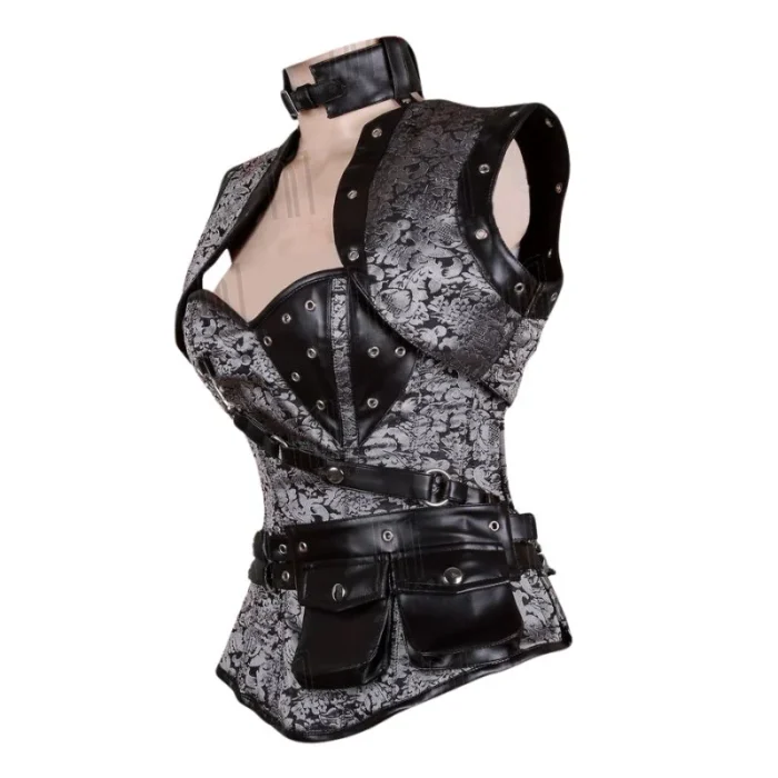 grey steampunk overbust corset
