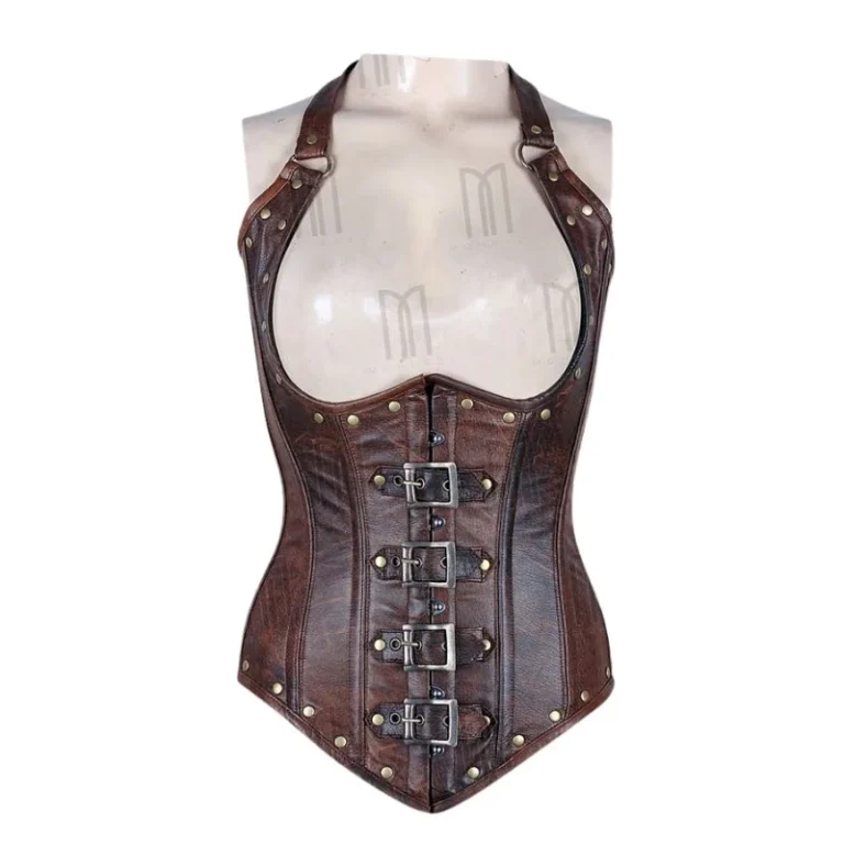 leather Under bust Halter Neck Corset