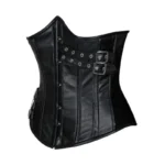 leather black underbust corset